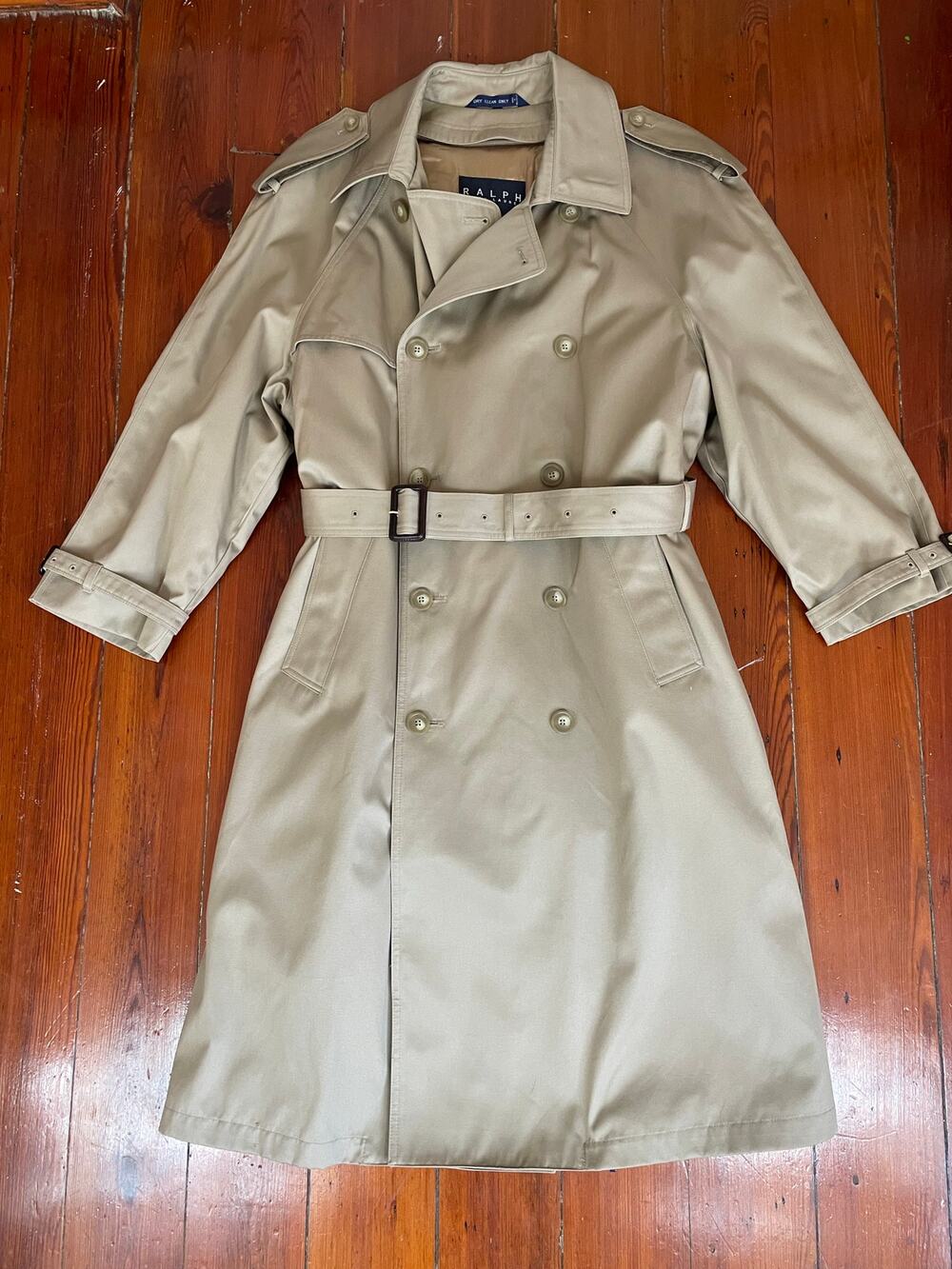 Ralph Lauren Belted Trench Coat Khaki Removable Liner Men's 40 Short